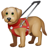 Hoe Blin­den­ge­leide­hond emoji eruit ziet op Whatsapp.