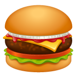 Bagaimana Hamburger emoji terlihat di Whatsapp.