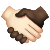 How Handshake: Light Skin Tone, Dark Skin Tone emoji looks on Whatsapp.