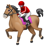 Hoe Jockey op renpaard: getinte huidskleur emoji eruit ziet op Whatsapp.