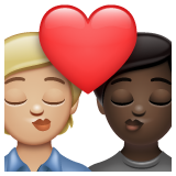 How Kiss: Person, Person, Medium-Light Skin Tone, Dark Skin Tone emoji looks on Whatsapp.