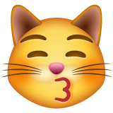 Bagaimana Kissing Cat emoji terlihat di Whatsapp.