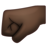 Bagaimana Left-Facing Fist: Dark Skin Tone emoji terlihat di Whatsapp.