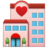 Hoe Love-hotel emoji eruit ziet op Whatsapp.