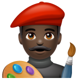 Bagaimana Man Artist: Dark Skin Tone emoji terlihat di Whatsapp.