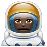 Hoe Mannelijke astronaut: donkere huidskleur emoji eruit ziet op Whatsapp.