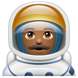 Hoe Mannelijke astronaut: donkergetinte huidskleur emoji eruit ziet op Whatsapp.