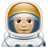 Hoe Mannelijke astronaut: lichtgetinte huidskleur emoji eruit ziet op Whatsapp.