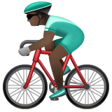 How Man Biking: Dark Skin Tone emoji looks on Whatsapp.