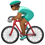 Hoe Fietsende man: donkergetinte huidskleur emoji eruit ziet op Whatsapp.