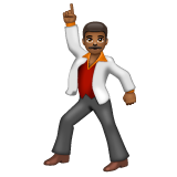 Bagaimana Man Dancing: Medium-Dark Skin Tone emoji terlihat di Whatsapp.