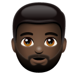 How Person: Dark Skin Tone, Beard emoji looks on Whatsapp.