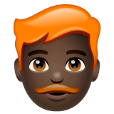 A quoi ressemblent les emoji Homme: peau foncée et cheveux roux sur Whatsapp.