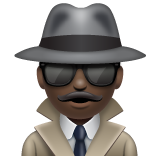 Hoe Mannelijke detective: donkere huidskleur emoji eruit ziet op Whatsapp.