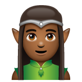 Como o emoji do Elfo homem: pele morena escura é exibido no Whatsapp.