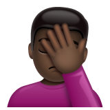 How Man Facepalming: Dark Skin Tone emoji looks on Whatsapp.