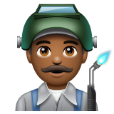 How Man Factory Worker: Medium-Dark Skin Tone emoji looks on Whatsapp.