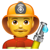 How Man Firefighter emoji looks on Whatsapp.