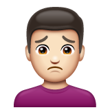 How Man Frowning: Light Skin Tone emoji looks on Whatsapp.