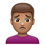 Bagaimana Man Frowning: Medium Skin Tone emoji terlihat di Whatsapp.