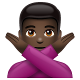 Hvordan Mann som gestikulerer NEI: hudtype 6 emoji ser ut på Whatsapp.