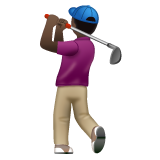 Cómo se ve el emoji Hombre jugando al golf: tono de piel oscuro en Whatsapp.