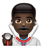 Bagaimana Man Health Worker: Dark Skin Tone emoji terlihat di Whatsapp.