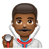 Bagaimana Man Health Worker: Medium-Dark Skin Tone emoji terlihat di Whatsapp.