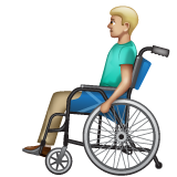 Bagaimana Man in Manual Wheelchair: Medium-Light Skin Tone emoji terlihat di Whatsapp.