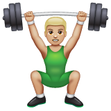 How Man Lifting Weights: Medium-Light Skin Tone emoji looks on Whatsapp.