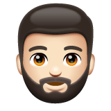 Bagaimana Person: Light Skin Tone, Beard emoji terlihat di Whatsapp.