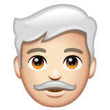 How Man: Light Skin Tone, White Hair emoji looks on Whatsapp.