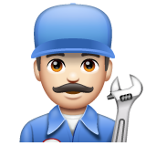 How Man Mechanic: Light Skin Tone emoji looks on Whatsapp.