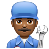 Bagaimana Man Mechanic: Medium-Dark Skin Tone emoji terlihat di Whatsapp.