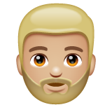 Bagaimana Person: Medium-Light Skin Tone, Beard emoji terlihat di Whatsapp.