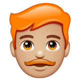 Bagaimana Man: Medium-Light Skin Tone, Red Hair emoji terlihat di Whatsapp.