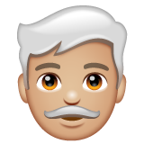 Bagaimana Man: Medium-Light Skin Tone, White Hair emoji terlihat di Whatsapp.