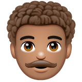 Bagaimana Man: Medium Skin Tone, Curly Hair emoji terlihat di Whatsapp.