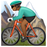 How Man Mountain Biking: Medium-Dark Skin Tone emoji looks on Whatsapp.