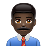 How Man Office Worker: Dark Skin Tone emoji looks on Whatsapp.