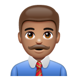 Bagaimana Man Office Worker: Medium Skin Tone emoji terlihat di Whatsapp.