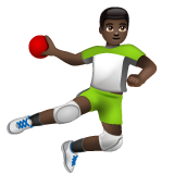 How Man Playing Handball: Dark Skin Tone emoji looks on Whatsapp.