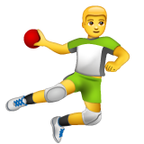 How Man Playing Handball emoji looks on Whatsapp.