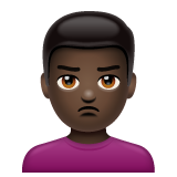 How Man Pouting: Dark Skin Tone emoji looks on Whatsapp.