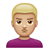 A quoi ressemblent les emoji Homme qui boude: peau moyennement claire sur Whatsapp.