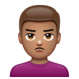 Bagaimana Man Pouting: Medium Skin Tone emoji terlihat di Whatsapp.