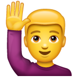 Hvordan Mann som rekker opp hånden emoji ser ut på Whatsapp.