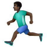 How Man Running: Dark Skin Tone emoji looks on Whatsapp.