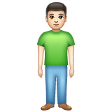 Bagaimana Man Standing: Light Skin Tone emoji terlihat di Whatsapp.