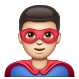 Bagaimana Man Superhero: Light Skin Tone emoji terlihat di Whatsapp.